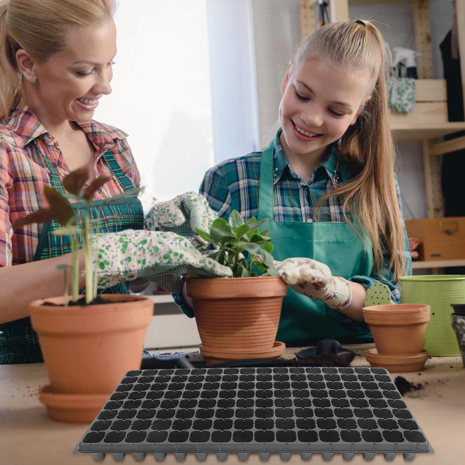 

10 pcs 128 Cells Seedling Tray Lightweight Plastic For Garden Nursery Home Diy Gardening Ventilated Root Rot Resistant