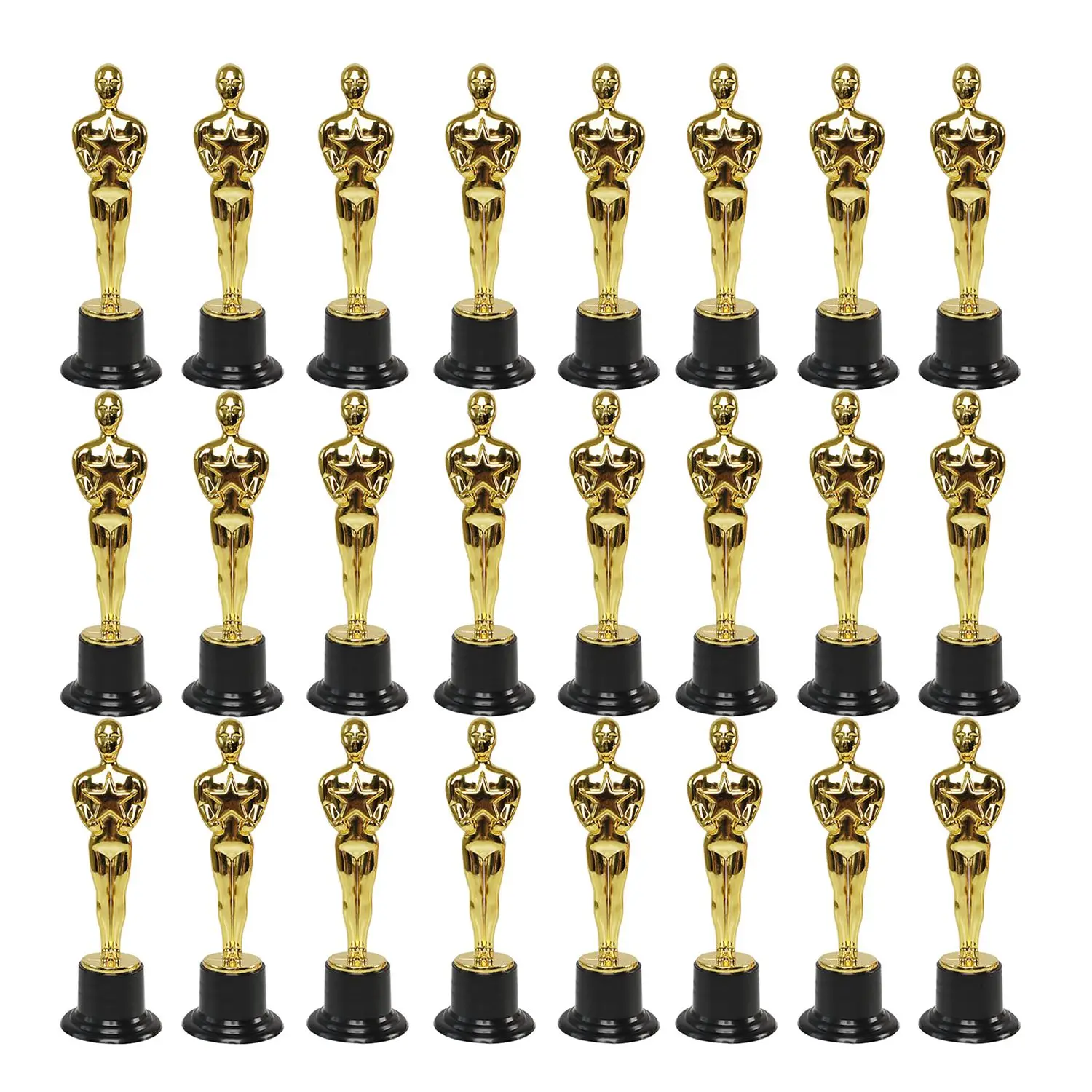 A01E-24 Pack Plastic Gold Star Award Trophies Statuette For Party Favors,School Award,Game Prize,Party Prize