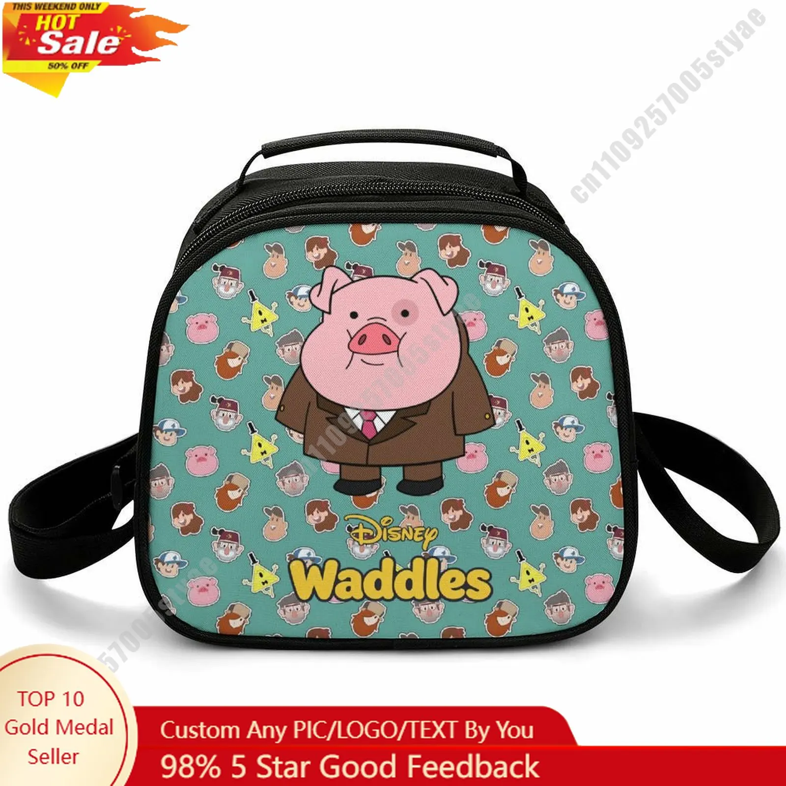 

Waddles Lunch Bag Disney Animal Patterns Bento Bag Customizable Name Photo Logo Lunchbox Essential Picnic Bag Cosplay