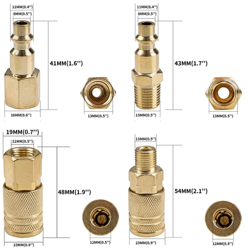 Imagen 2 del producto Adaptador de acoplamiento de ajuste de manguera de línea de aire NPT, herramienta de conector de compresor de acero de endurecimiento, acoplador rápido, 1/4 "", 2 piezas, 4 piezas, 8 piezas