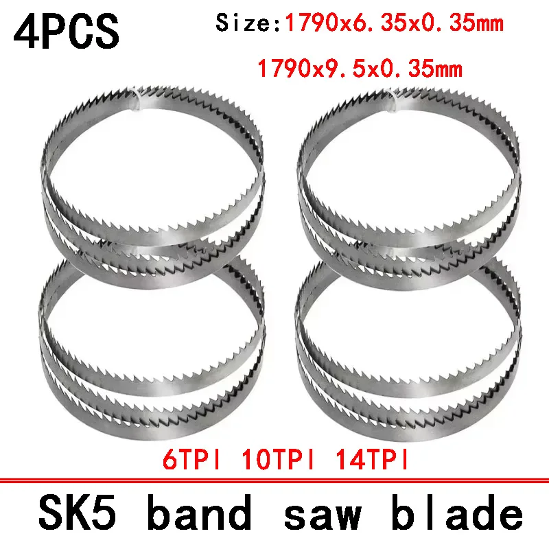 

4Pcs Bandsaw Blades 1790mm Band Saw Blade 1790 6.35 9.5 0.35 mm 6T 10T TPI for HBS 251 HBS261 Cutting Plastic Wood