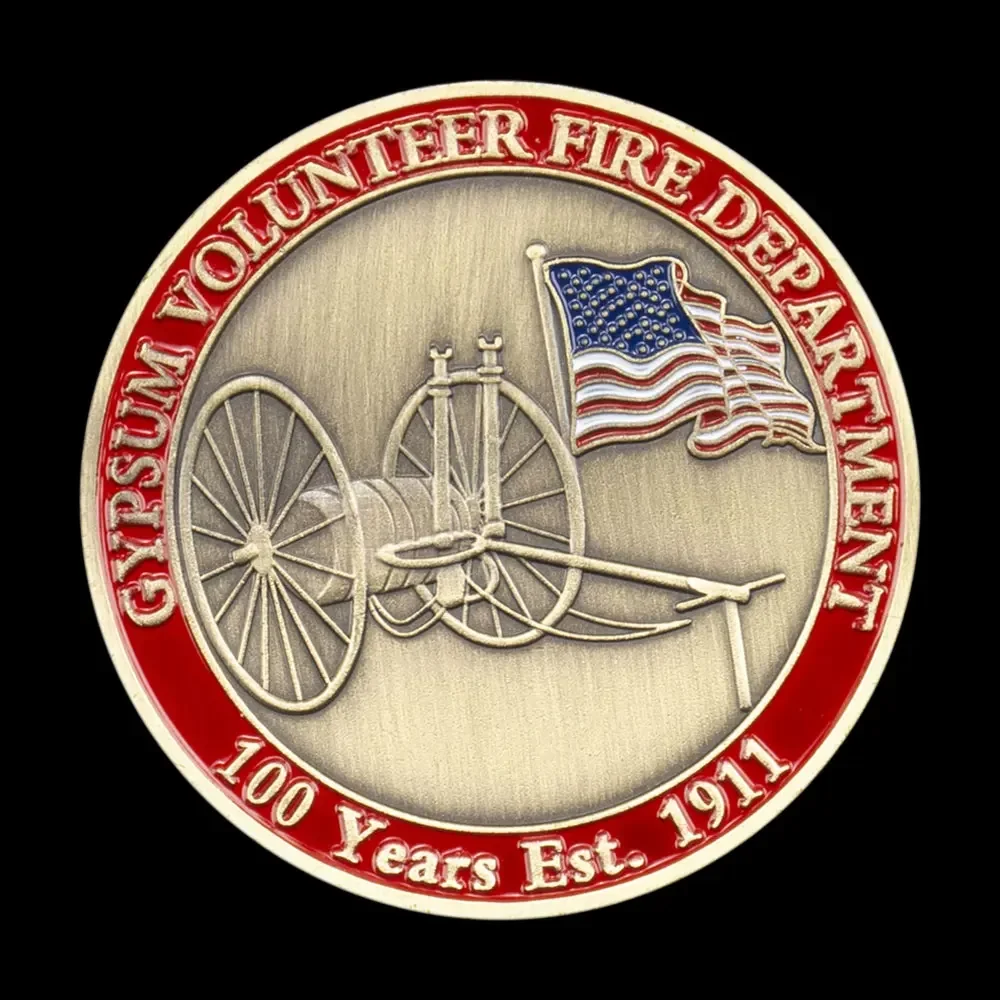 Gypsum Volunteer Fire Department Copper Plated Collectible Coin Basso-relievo Replica Souvenir Coin