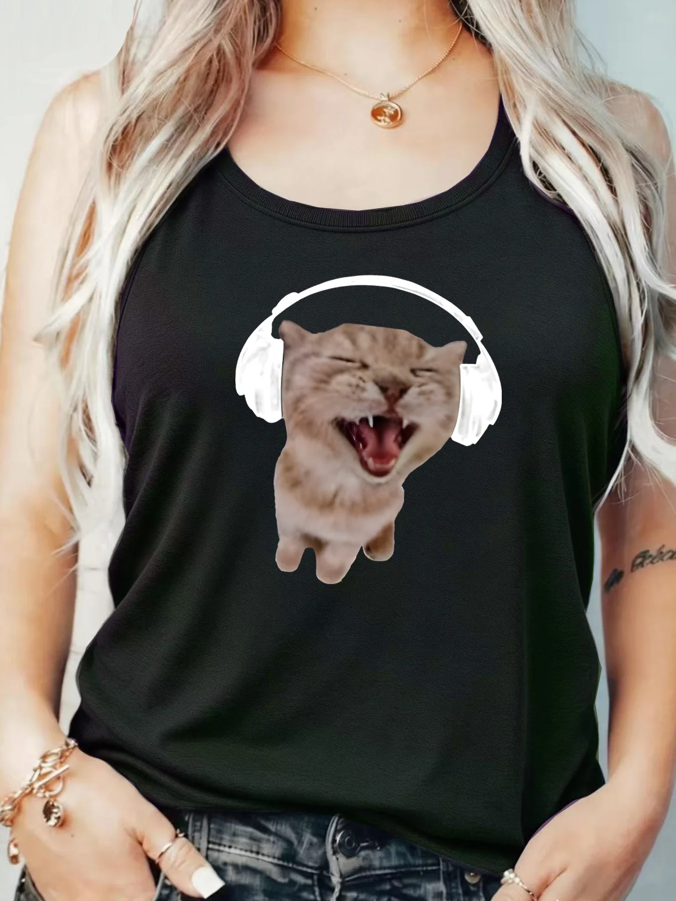 

Loose Fit Printed Pocket T-Shirt for Women with Ribbed Collar round Neck 1-8XL plus Size Comfortable Casual Vest