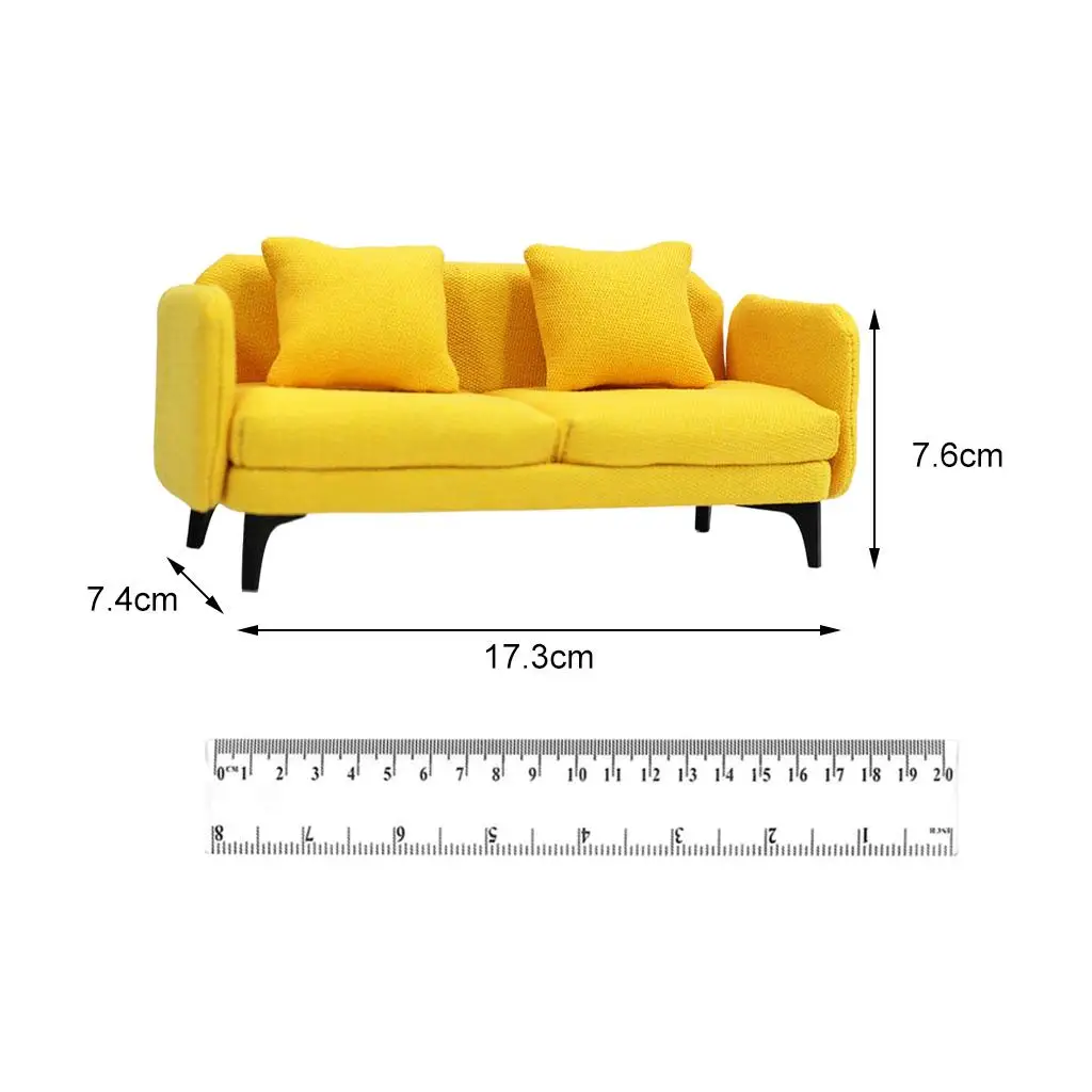 1:12 Doll House Double Sofa Miniature Furniture Play Toy Life Scene Decor