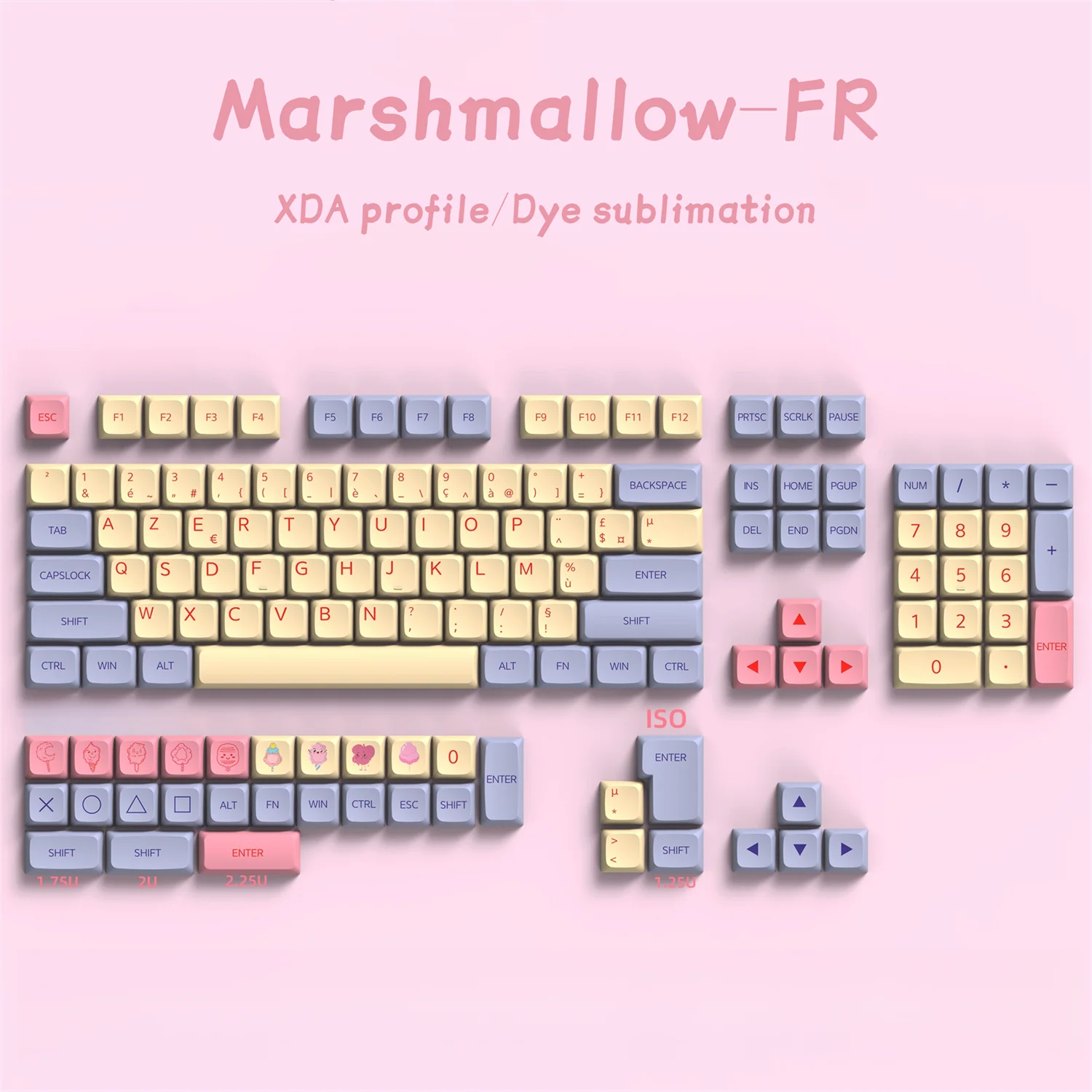 French FR Keycaps PBT XDA Keycap For Cherry MX Switch Gaming Mechanical Keyboard GMK67 Dye Sub Key Caps ISO Azerty Layout