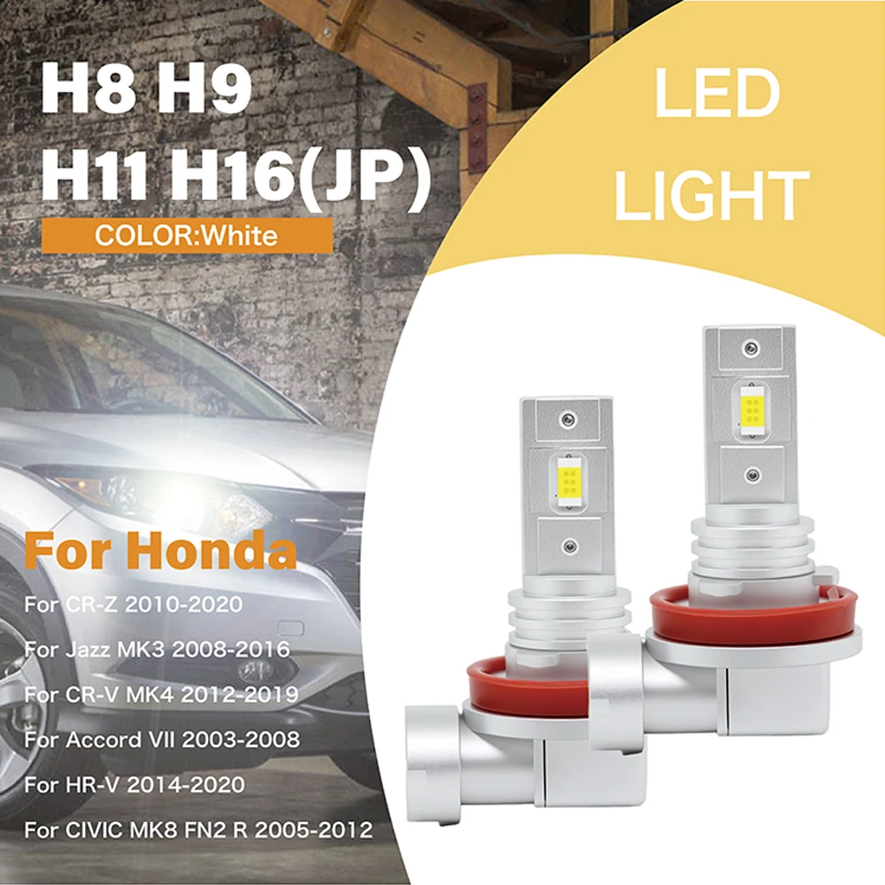 Car LED Fog Lamp for Honda CR-Z CR-V MK4 Jazz MK3 Accord VII HR-V CIVIC MK8 FN2 R H11 H8 H9 H16（JP） Auto Headlight Bulb CSP 3570