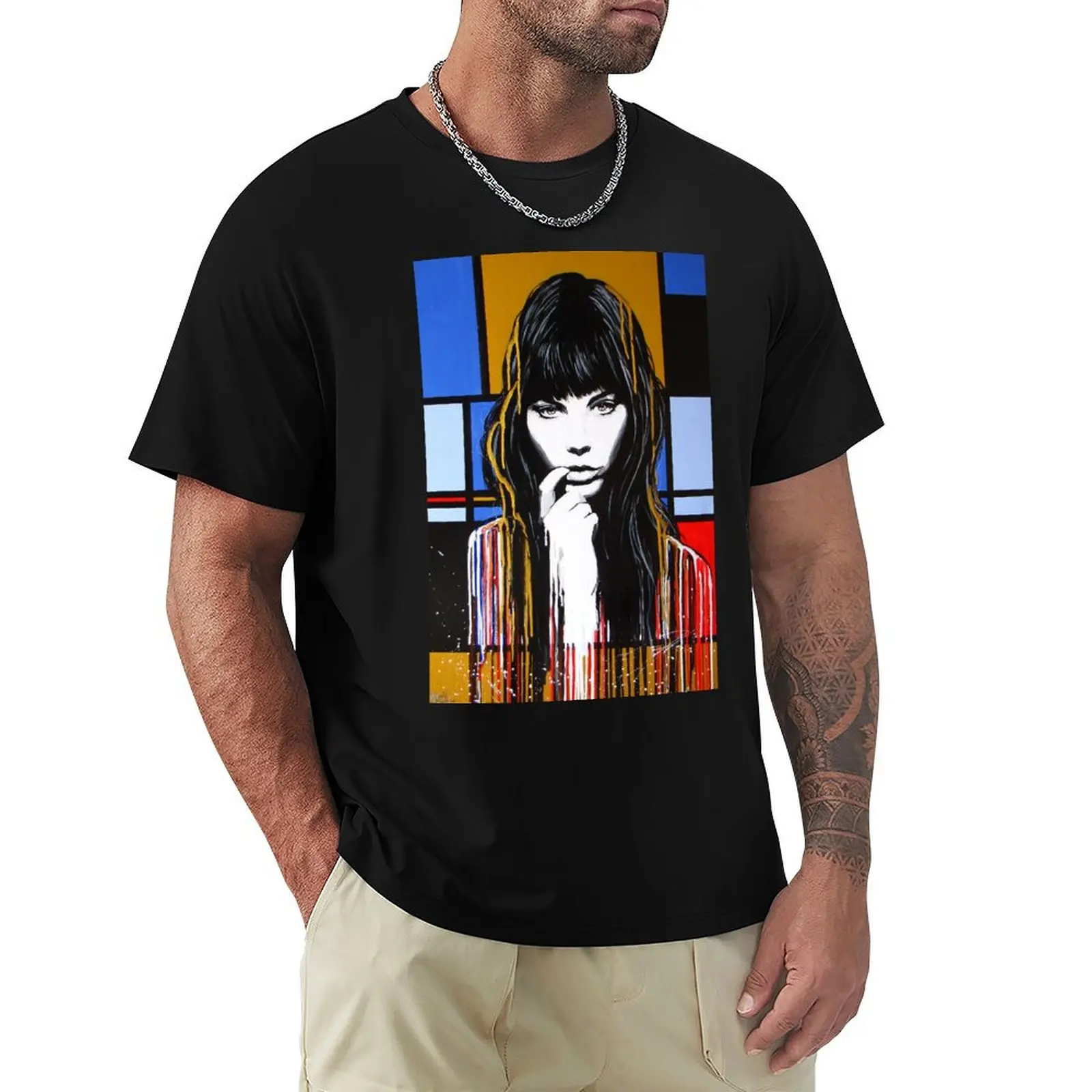 

Jane Birkin Melting on a Mondrian Painting T-Shirt Casual Fashion Print Tee Top