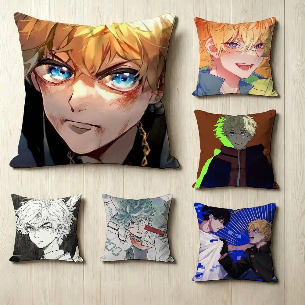 Action-Packed Anime T-Tokyo R-Revengers  Pillow Case Square Double-Sided Sofa Cushion Cover Bedroom Bedside Pillow