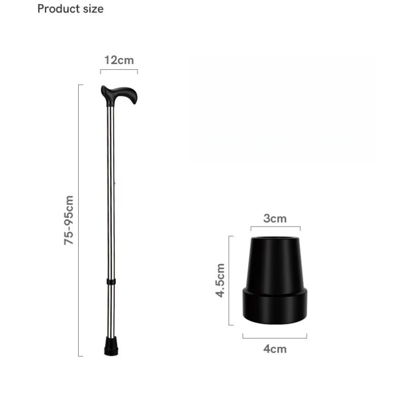 Elderly Outdoor Retractable Stainless Steel Walking Cane Anti Slip Wear Resistant Anti Fall Walking Stick Mobility Aid Crutch