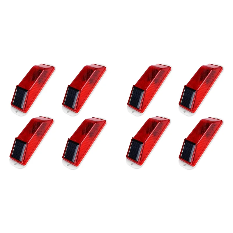 【RECOMENDAR】Solar Warning Lights, Bright Solar Strobe Lamp Magnetic Base, Waterproof LED Beacon Safety Light Outdoor 8 Pack Red