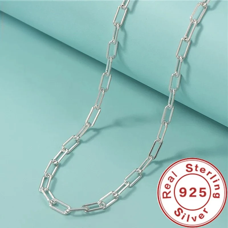 Colar de corrente com pingente de clipe de papel em prata 925, oferta imperdível para homens e mulheres, presente para casamento ou festa.