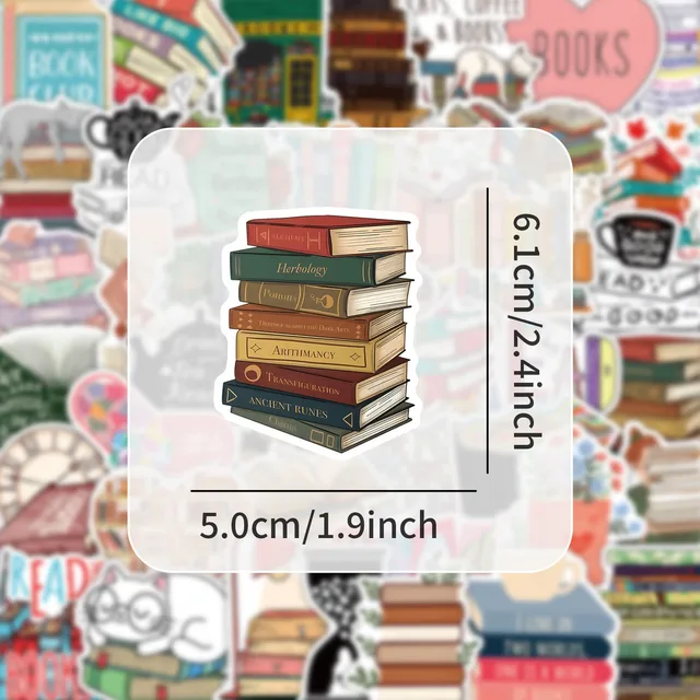 52-Piece Reading-Themed Stickers - Decorative Decals for Notebooks, Journals, Books, Phone Cases & Laptops(Anime Worlds Store) 4