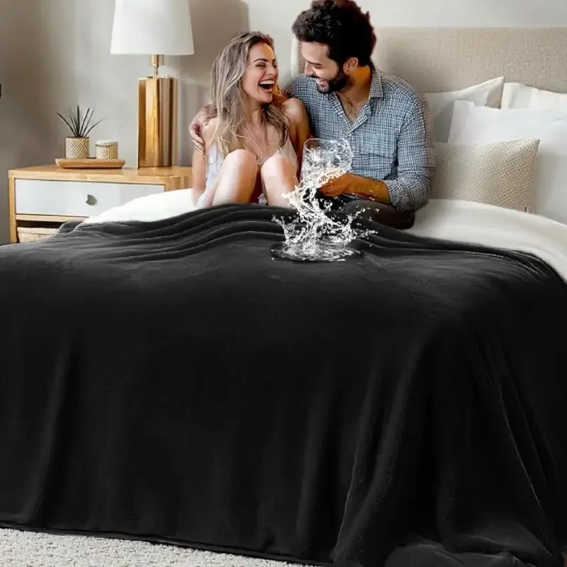 Water Resistant Throw Blanket, Waterproof Blanket for Bed Sofa Couch, Reversible Leakproof Bed Cover for Adults Elderly Pets