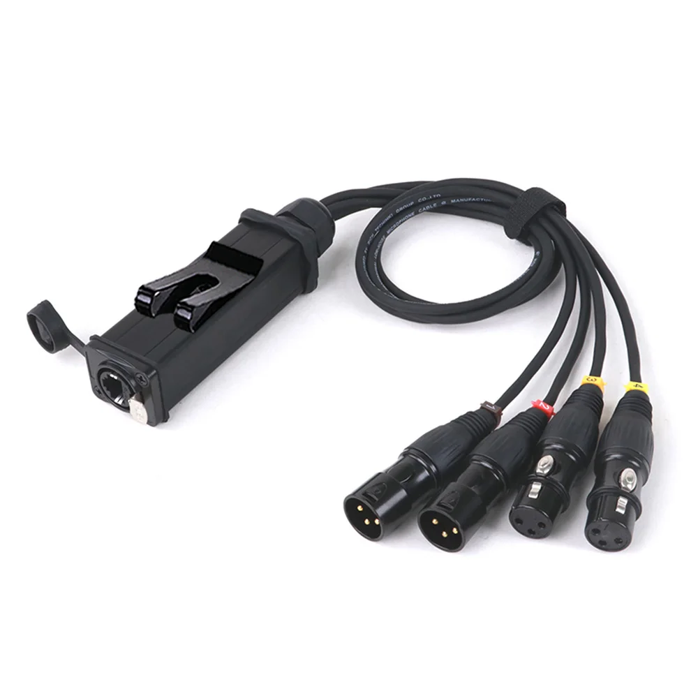 Audio XLR de 3 pines sobre Ethernet Snake (XLR Snake 4 canales) con 2 Caja Digital Snake-2 macho y hembra 2 XLR/DMX a RJ45 CAT6 EtherCON