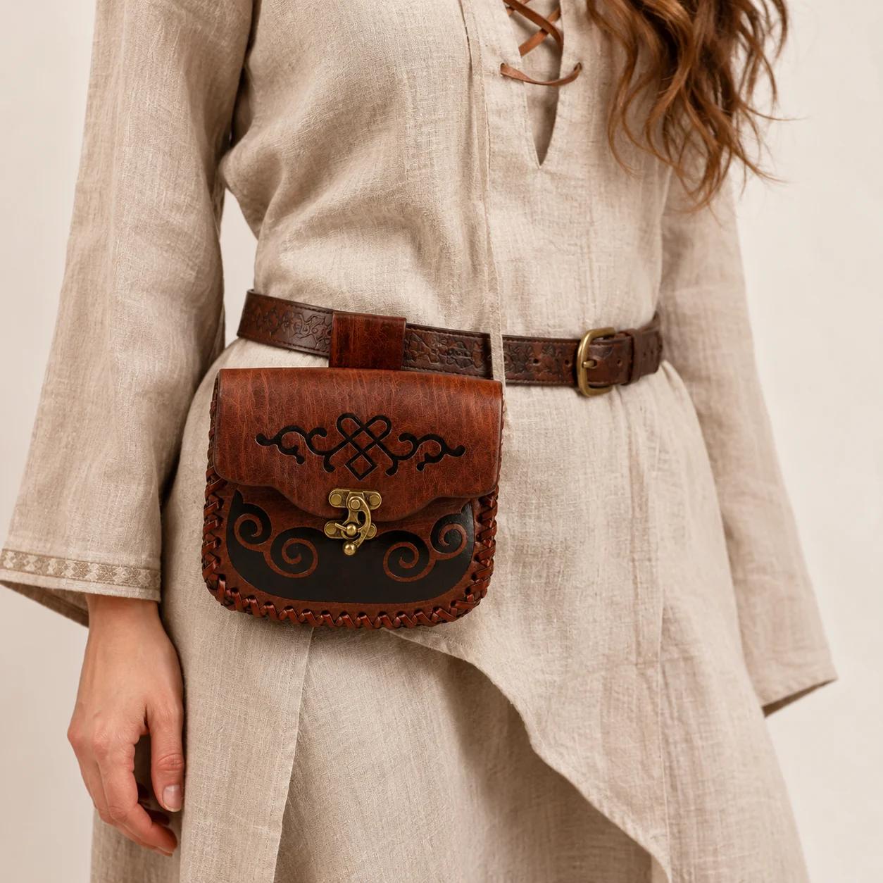 Medieval Leather Belt Pouch Vintage Waist Bag Renaissance Cosplay Waist Wallet Handmade Key Holder Outdoor LARP Accessory