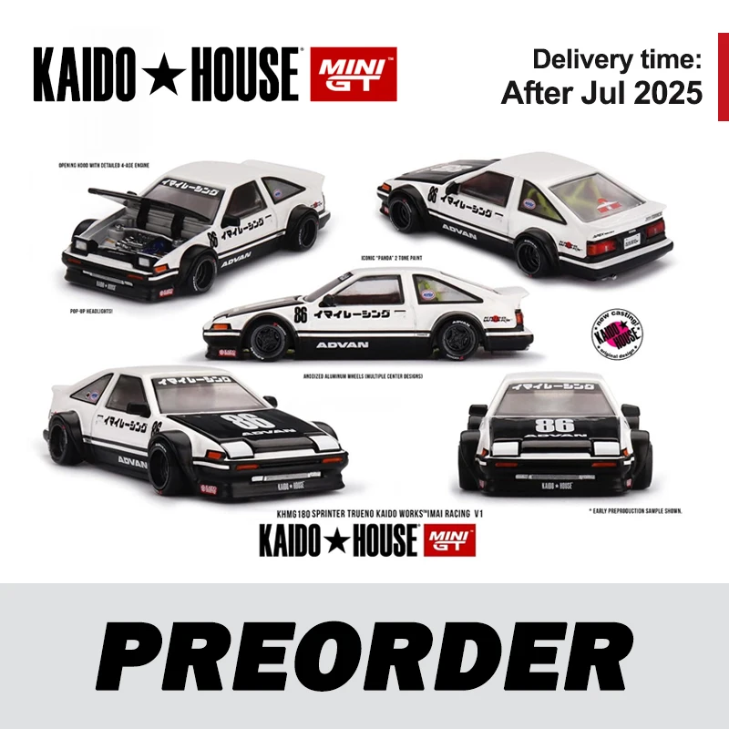 Kaido House MINIGT AE86 SPRINTER TRUENO IMAI RACING V1 alloy car Model 180