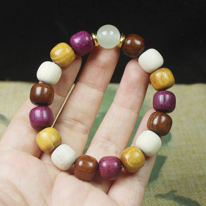 

Многоцветный винтажный браслет 11 мм, аксессуары с люминесцентными бусинами, унисекс-украшения из буддийских бусин.