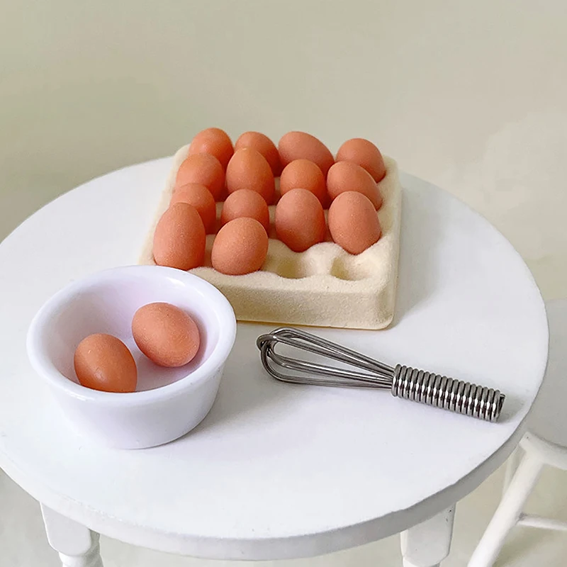 

1/4/17PCS Dollhouse Miniature Eggs with Tray - Simulation Food Scene Model & Gift