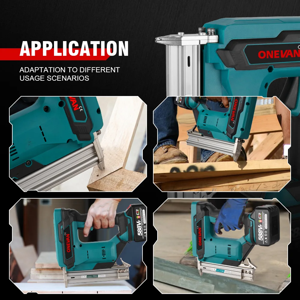 ONEVAN Brushless Electric Nail Gun F30 Nailer Stapler Framing Nailer Rechargeable Nail Woodworking Tools For Makita 18V Battery