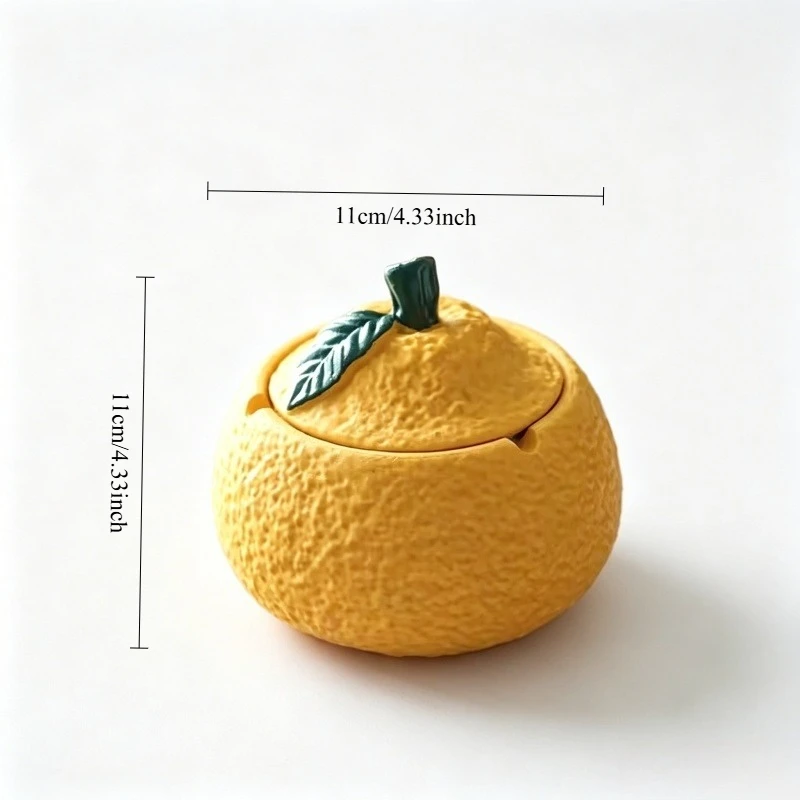 1pcs Orange Shaped Ashtray with Lid Resin Home Creative Living Room Tea Table Ornament Anti Fly Office High Appearance Ashtray