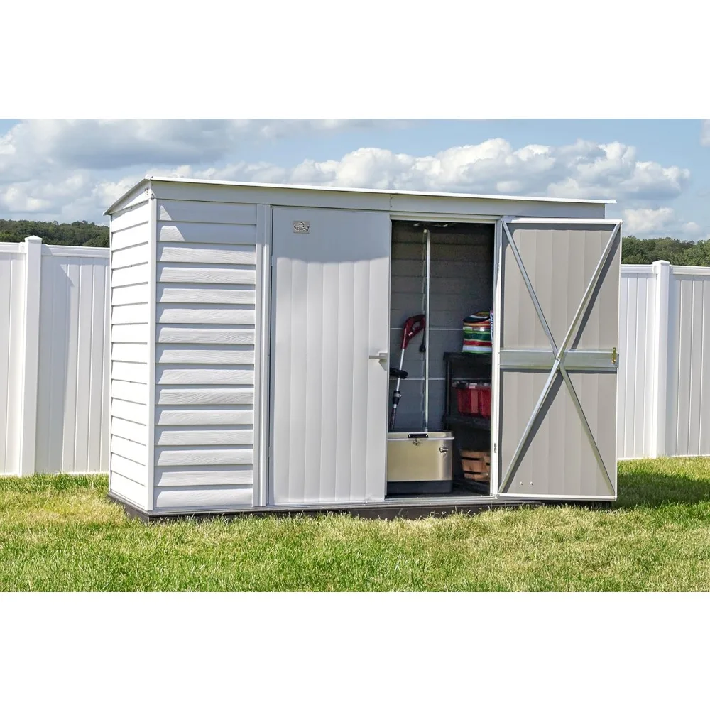 

Select 10' x 4' Outdoor Lockable Steel Storage Shed Building, Flute Grey, Customized