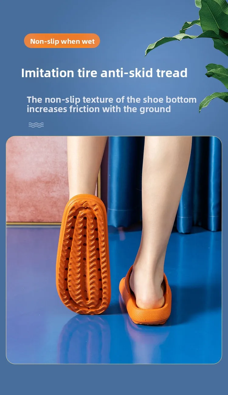 Home-use men's and women's thick-soled couple's household quiet-sounding bathroom slip-on shoes with a feces-sensing feature