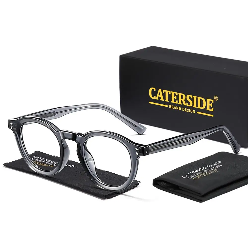 CATERSIDE Modische Herren-Anti-Blaulicht-Brille, Tr-90, runder Rahmen, flache Lichtbrille, Damen-Computer-Lese-Schutzbrille – Detail 10