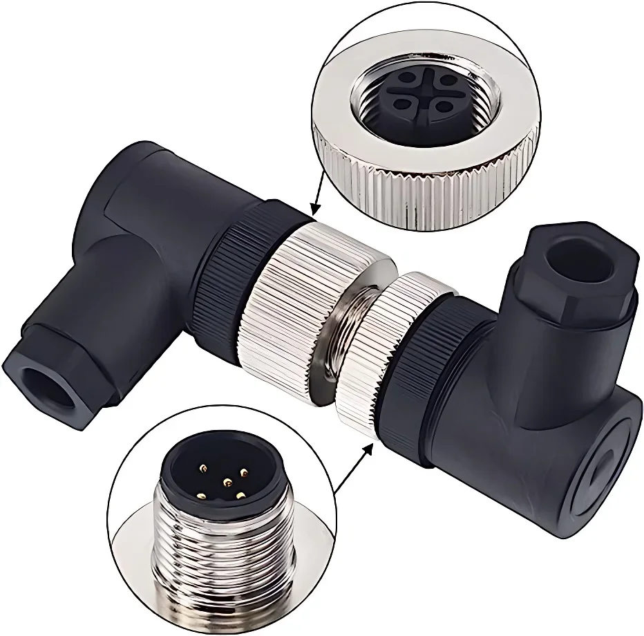 5/20 PCS M12 12mm Connector Aviation Panel Back/Front Mount Flange Socket Sensor Connector IP67 Waterproof Straight/Right Angle