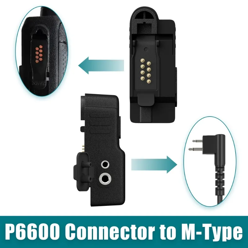Walkie Talkie Audio Adapter Multi-Pin to 2Pin M-Type Headset Jack Compatible with XPR3300 XPR3500 DP2400 MTP3100 P6600 Radios