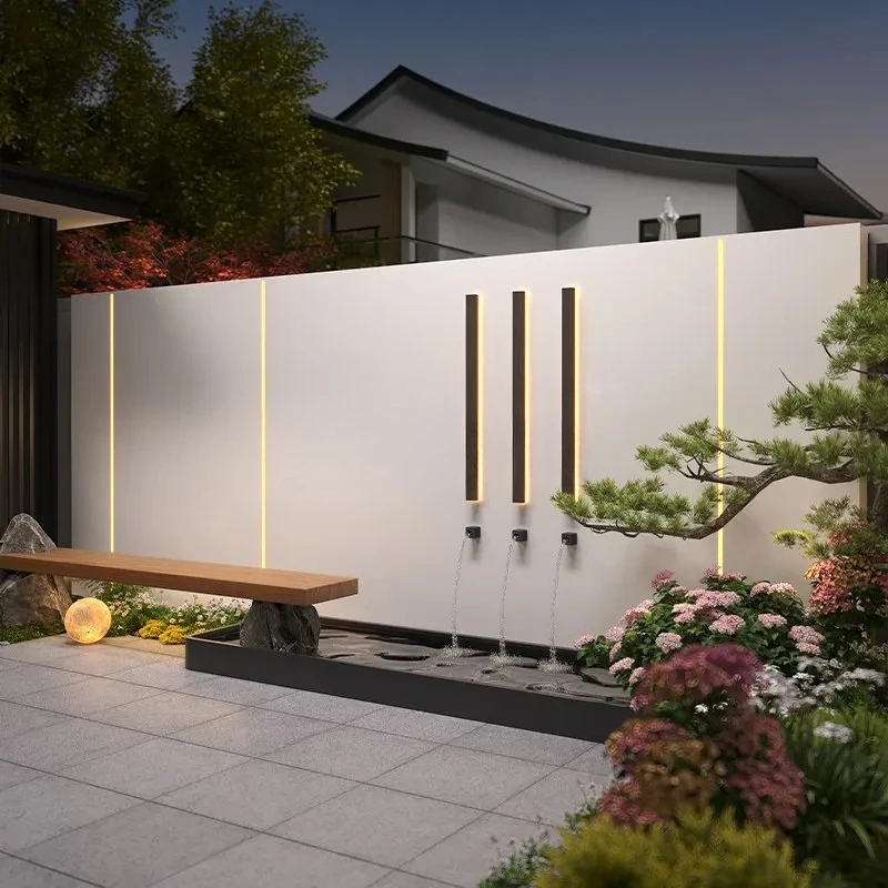 Outdoor Stainless Steel Water Curtain Wall - Rustproof Quiet Circulating Water Terrace Stacked Water Fountain Garden Landscaping