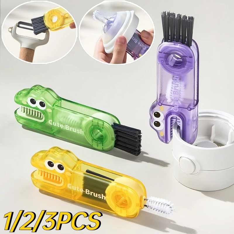 Multi‑Purpose 3‑in‑1 Bottle Cup Lid Straw Cleaning Brush Portable Detail Gap Scrubber Home Kitchen Cleaning Tool