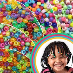 Colorful Pony Beads Fashion Big Hole Beads Kids DIY Bracelet Necklace Making HandCrafts Girls Hair Beads Wholesale