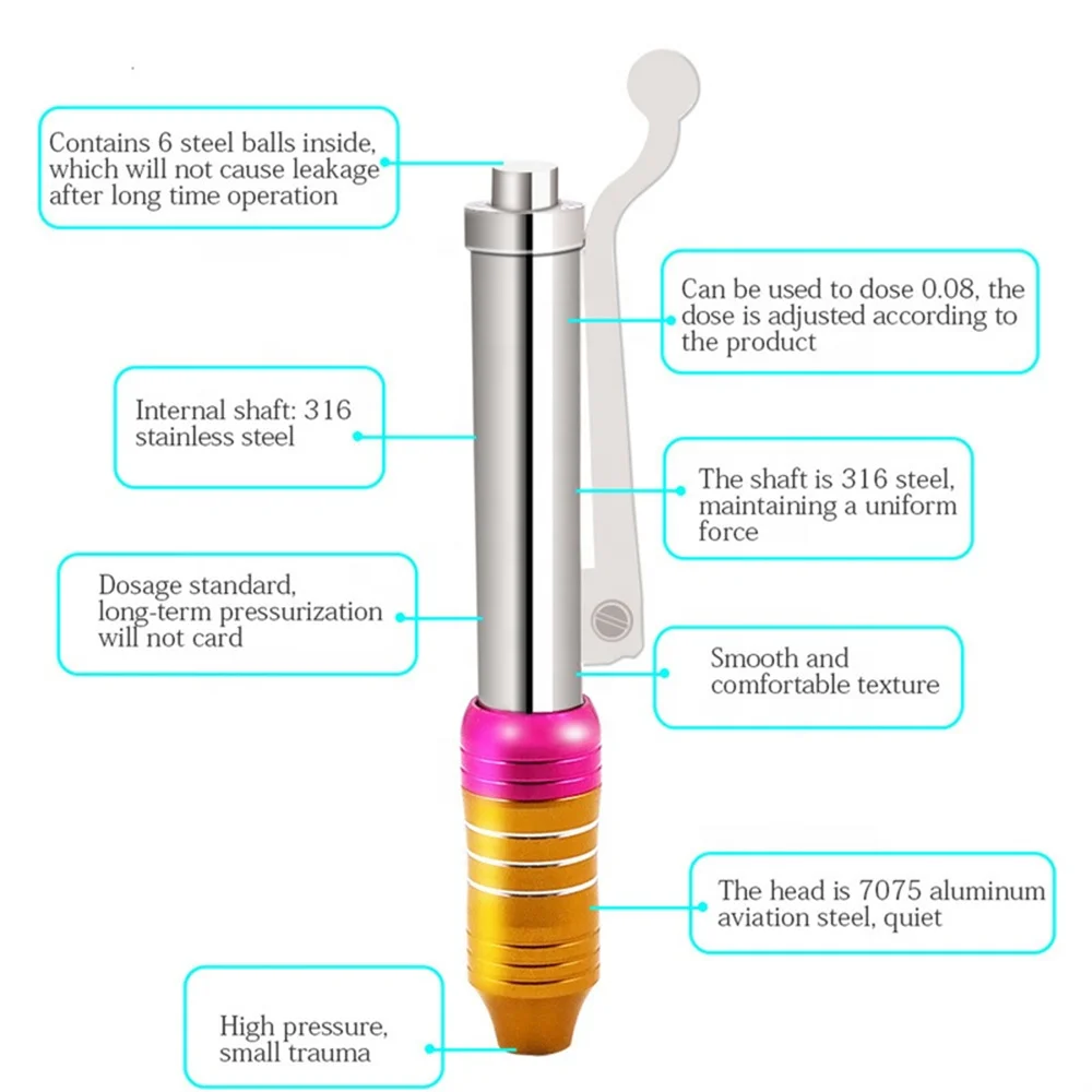 Pluma de hialurón a presión naranja, sistema de inyección asistida, atomizador antiarrugas para Lifting de labios, inyección de labios y piel, 0,3 ML