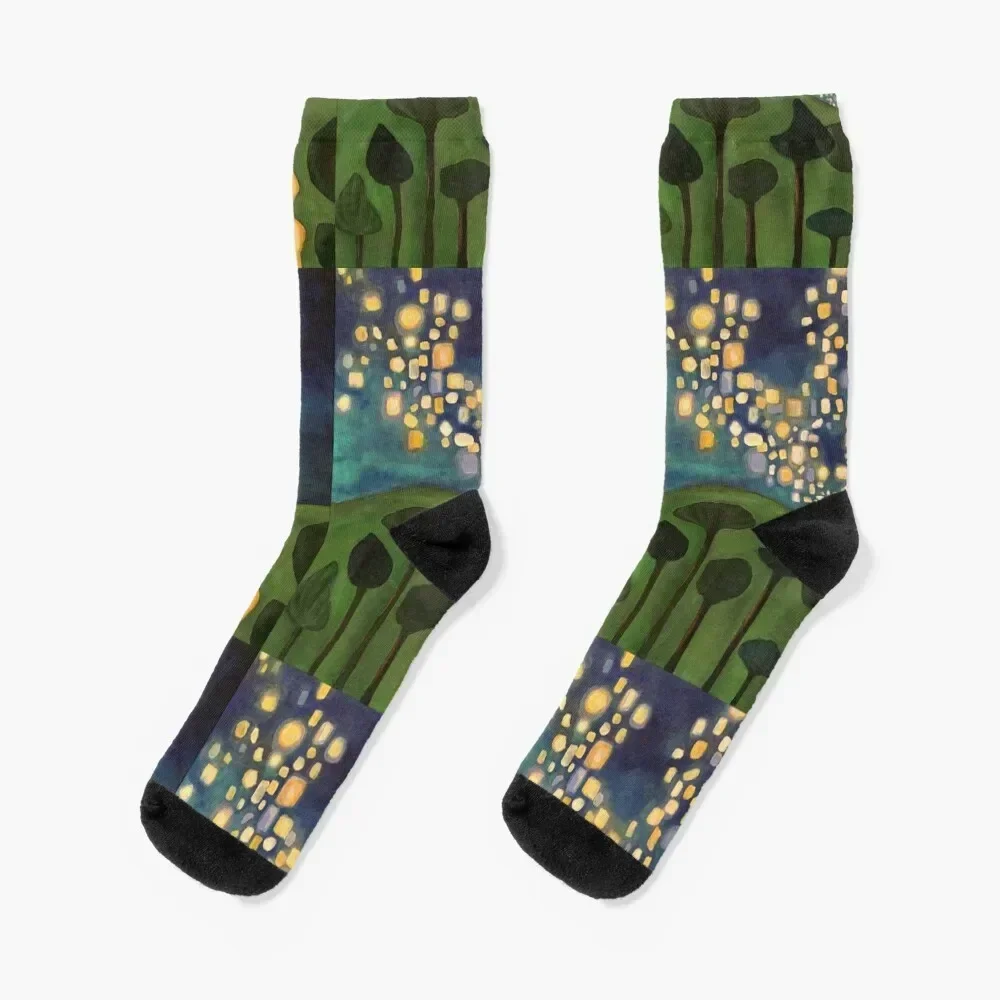 Tangled Floating Lanterns Socks Christmas anti-slip kids Socks Women's Men's