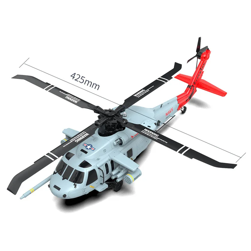 New Yuxiang F09h Black Hawk 6-Channel Remote Control Helicopter Gps Positioning One-Click Landing Simulation Model Aircraft Toy