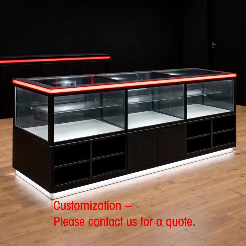 custom.Custom Modern Glass Display Cabinet Showcase with LED Lighting Computer and Gaming Retail Shop