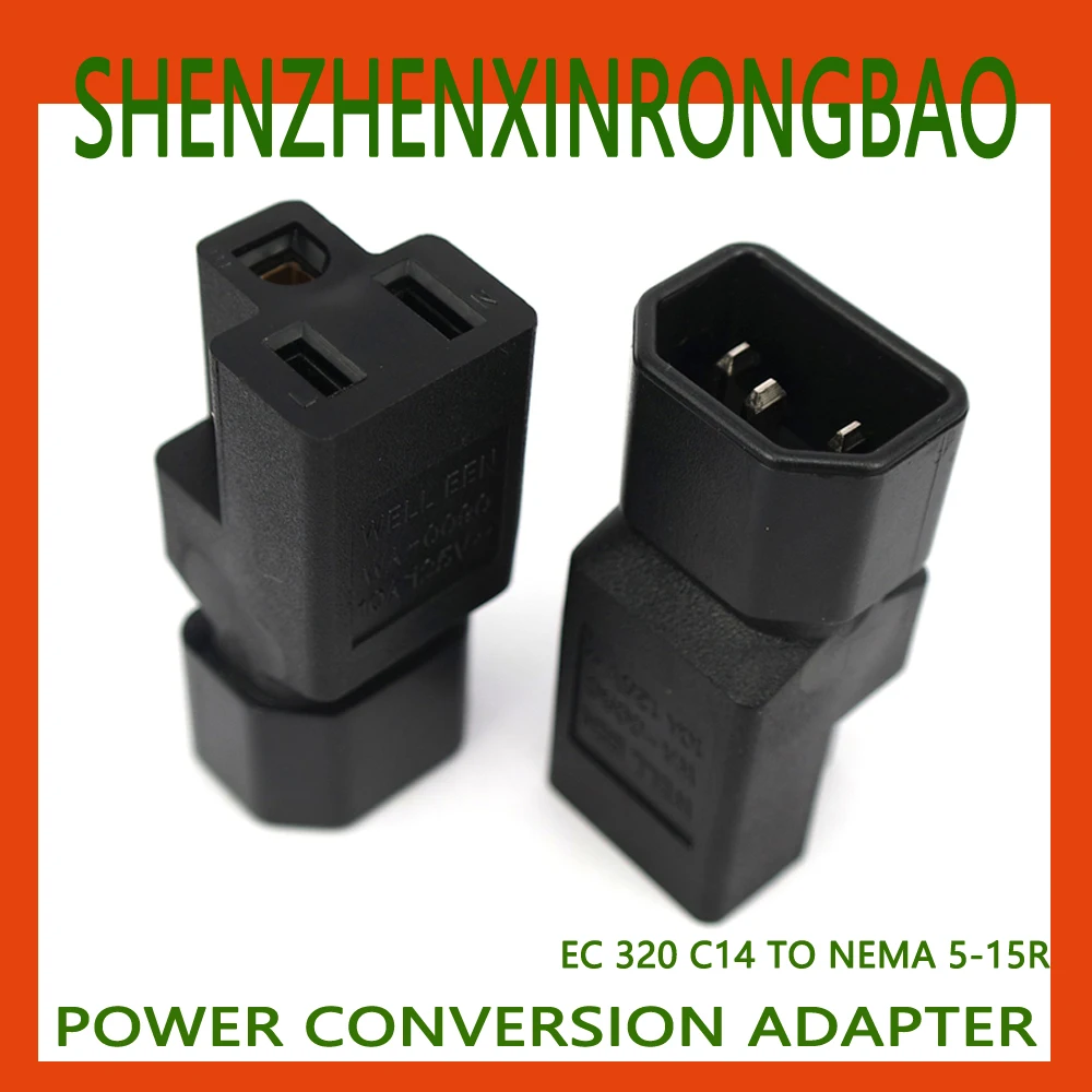 1pcs IEC 320 C14 para Nema 5-15R Adaptador AC, C14 para 5-15R EUA 3 pólo adaptador de alimentação, IEC 3 pólo macho para EUA 3 pólo fêmea conversor AC