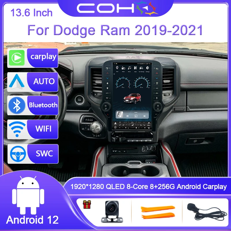 

8+128GB Android 12 Car Radio For Dodge Ram 1500 2500 2019-2021 Carplay Android Auto 4G Car multimedia player GPS QLED