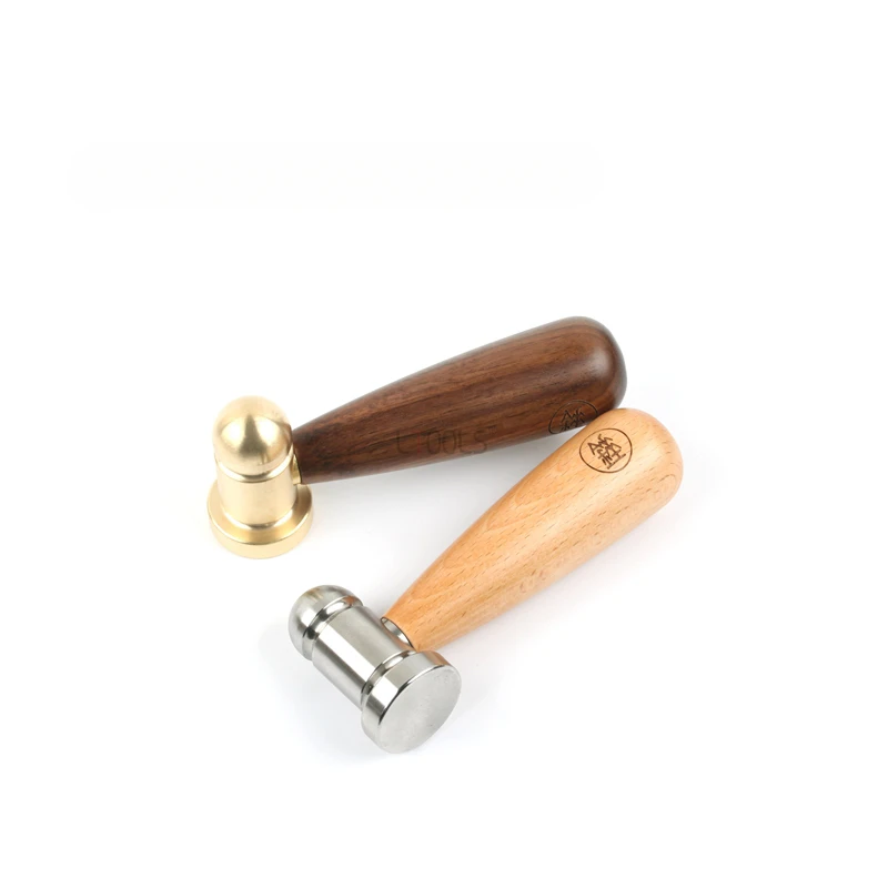 Mini Walnut Wood Hammer Creative Hammer Head H62 Brass Stainless Steel Jewelry Round Hammer DIY Multifunctional Hand Tools