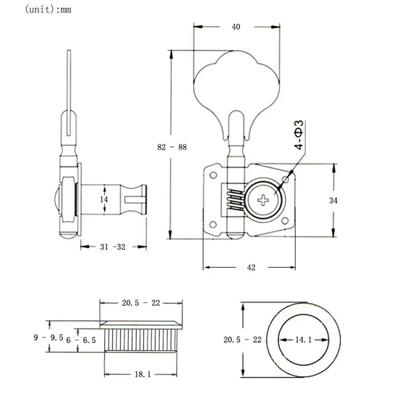 الموضة ~ 5 قطعة الغيتار خمر فتح الغيتار ضبط مفتاح أوتاد آلة رؤساء المستقبلون 2L3R ل 5 سلاسل الأحمر البرونزية