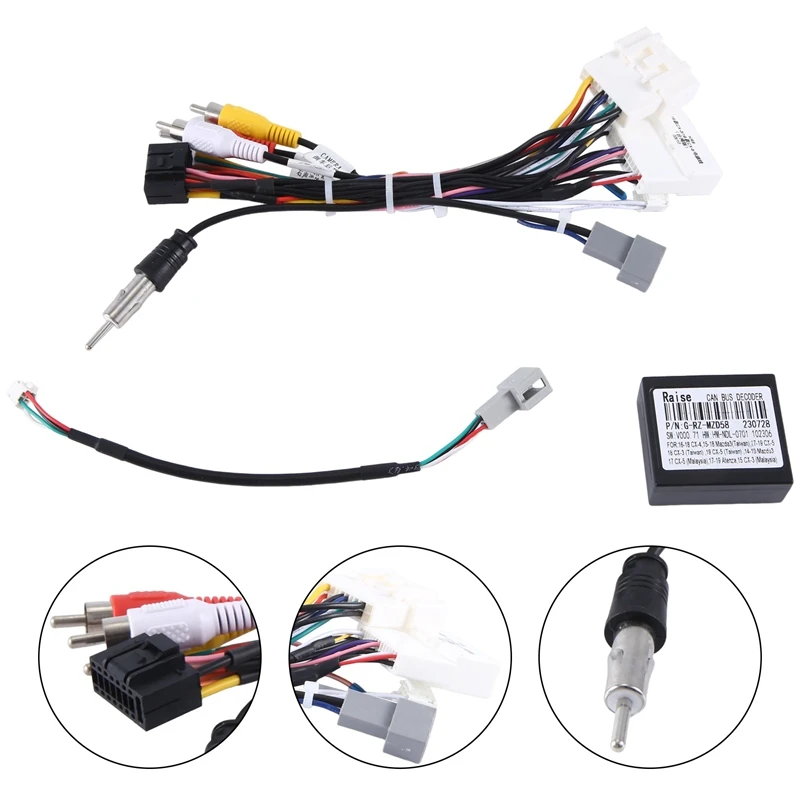 

Car Radio Cable Adapter Android Wiring Harness Power Connector Socket With CAN Bus Decoder Parts Accessories For Mazda CX-3 CX-5