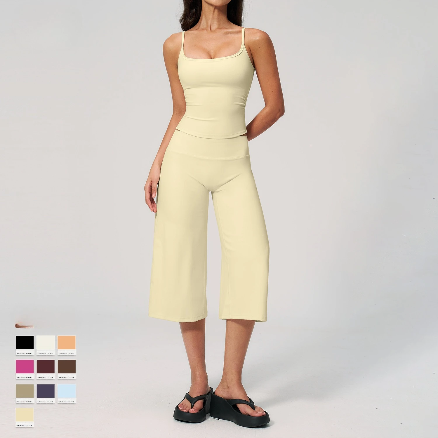 Women's Fitness Suit 2 Piece Set Sports Top & ‌wide-leg Cropped Pants Gym Clothes Speed Activewear Pilates Sportswear Yoga Sets