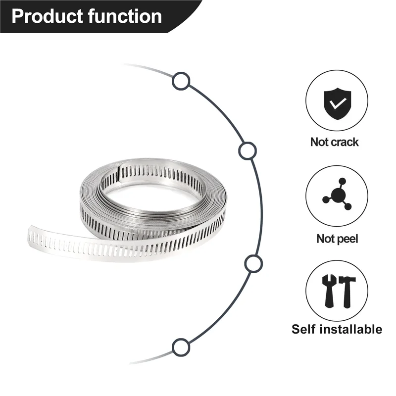 Correia de mangueira com fixadores, Worm Clamp, Tubo DIY ajustável, Ducting Clamp, 11.5 pés, aço inoxidável 304