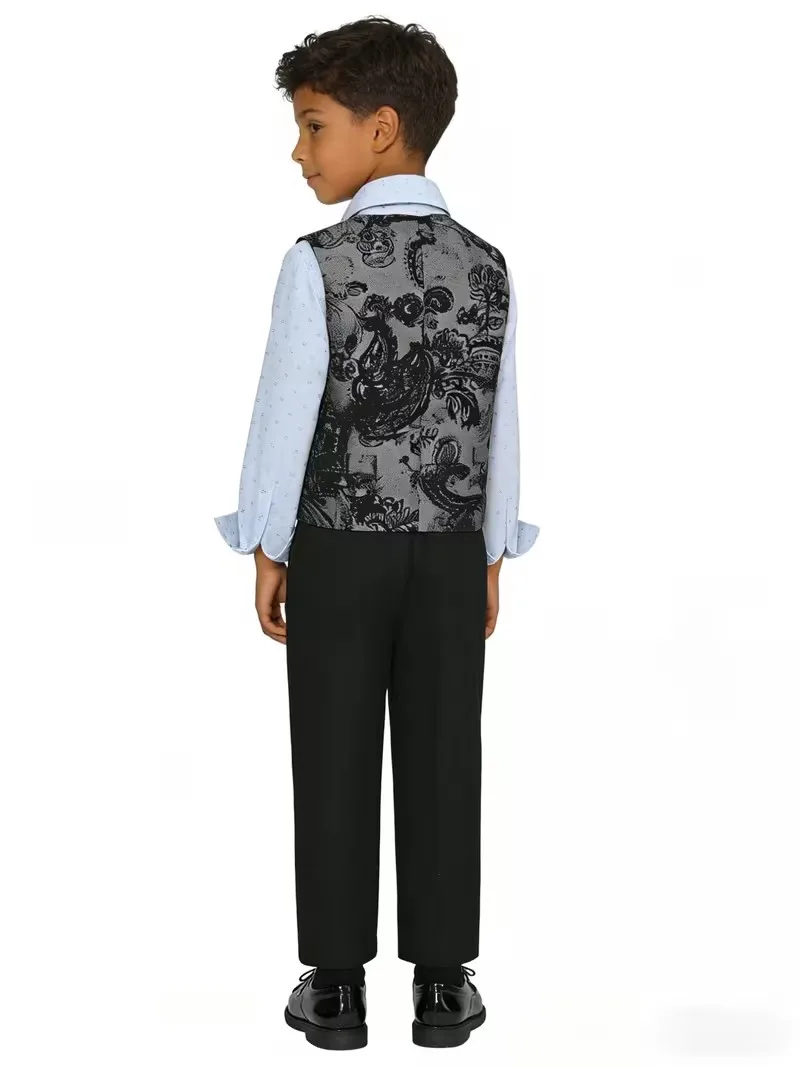 90-160 Boys Summer Prince Vest Shirt Pants Photography Suit School Kids Wedding Dress Children Cosplay Ceremony Costume