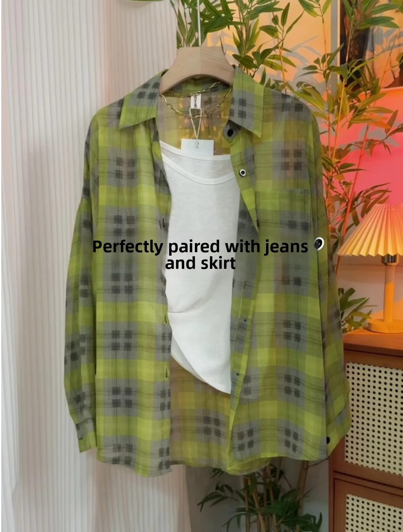 Verano 2025 mujer suelta ajuste largo Sve Ne Plaid irt coreano Faion versátil adelgazamiento moda Top viaje Sle