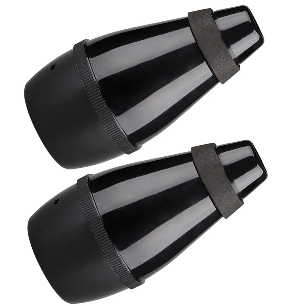 

2 Pcs Trumpet Mute Mutes Copper Pipe Muffler Practice Brasses Black Accessories