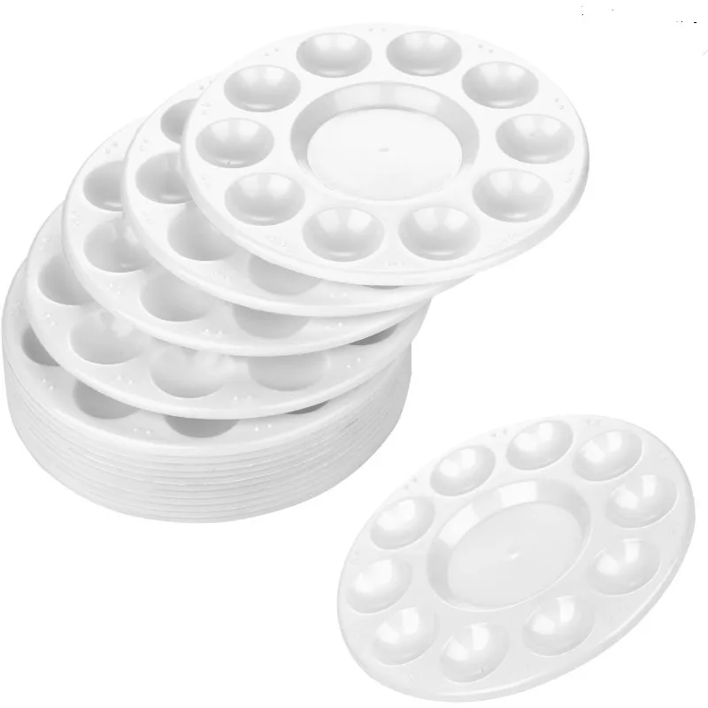15 Pcs Round Paint Tray Palettes Plastic for Acrylic Oil Watercolor Craft Diy Art Painting Palettes