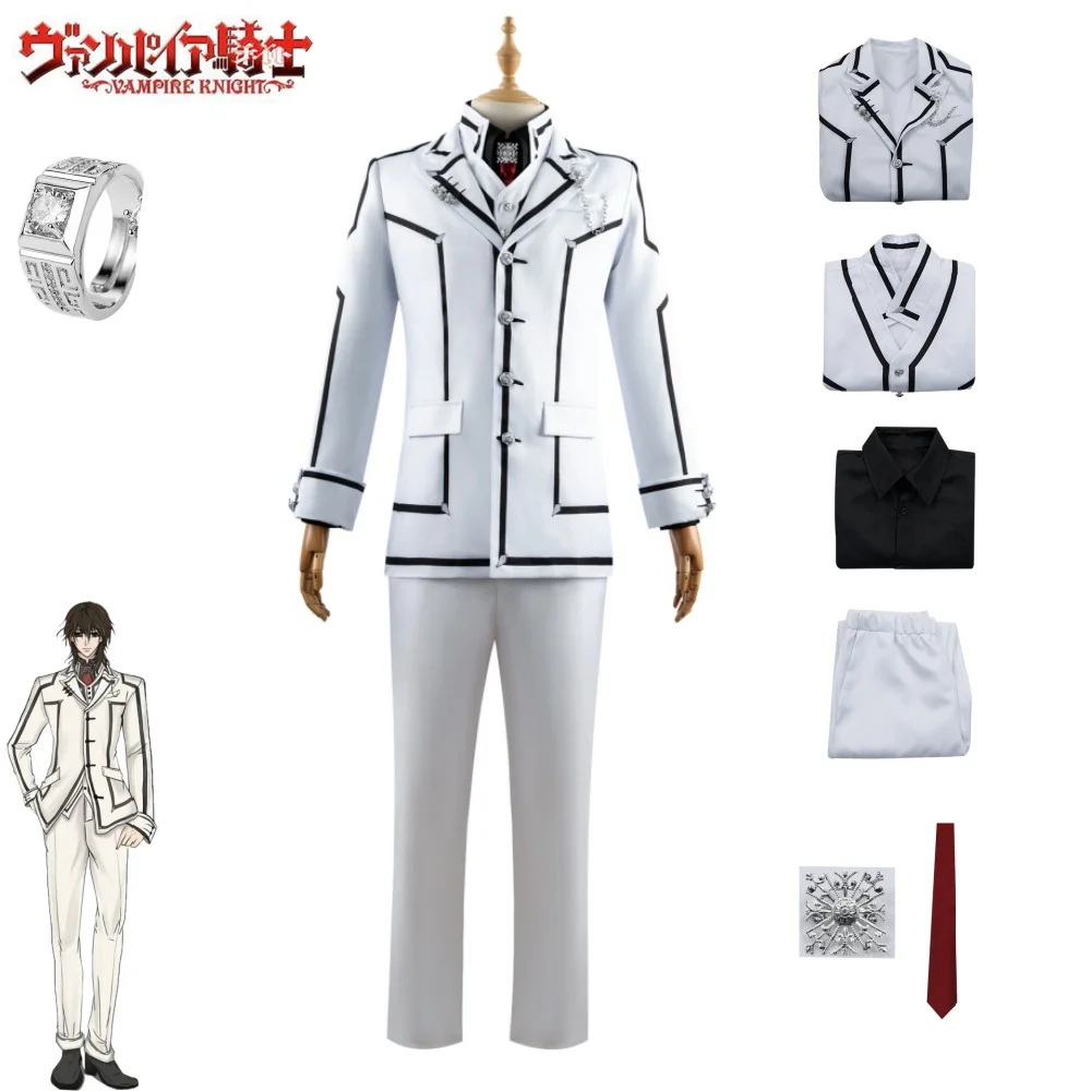 

Clan Kaname Cosplay Anime Vampire Knight Costume Wig Socks White Suit Uniform Halloween Party Clothes