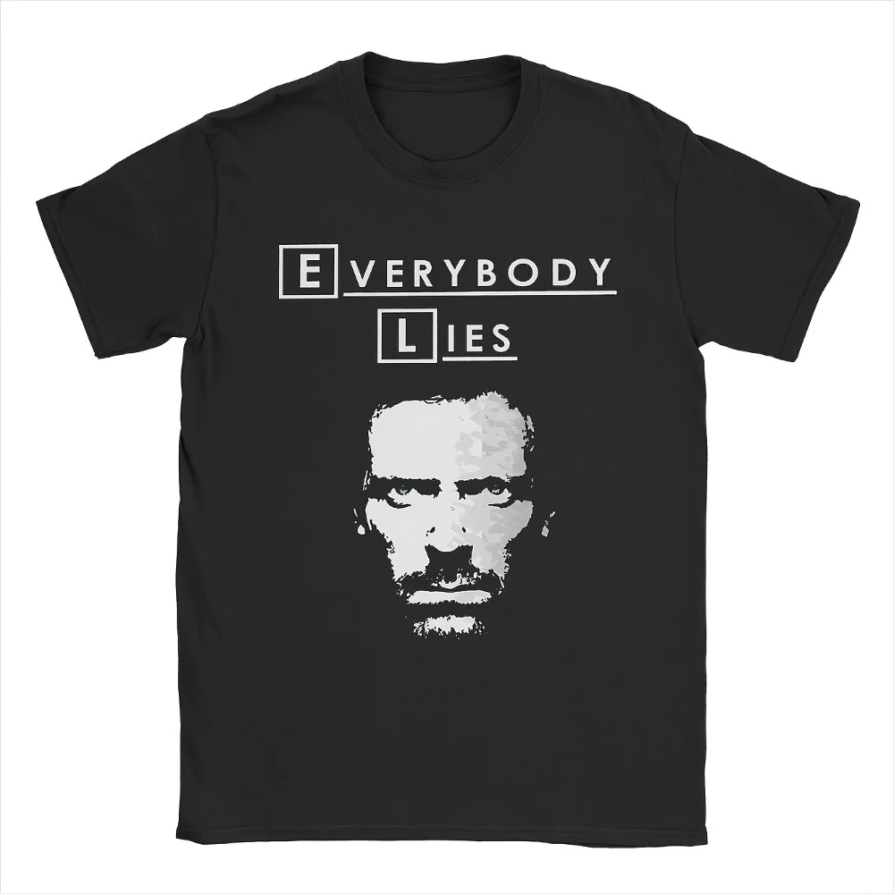 Men's House M.D. TV Show T-Shirt with Dr. House Medical Chart Print Iconic White Text Black Logo Design Casual Short Sleeve