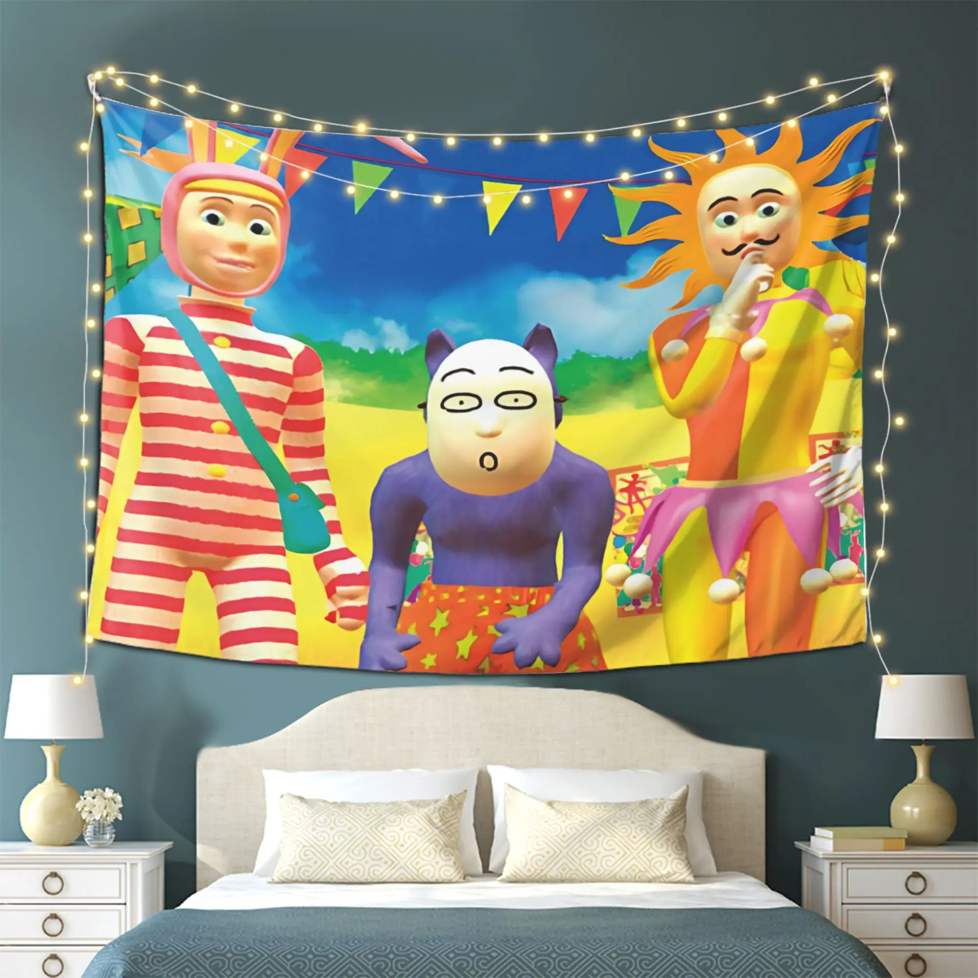 Curiosity Retro Cartoon Doll Tapestry Colorful Party Funny Illustration Hanging Cloth Personalized Room Renovation Wall Tapestry
